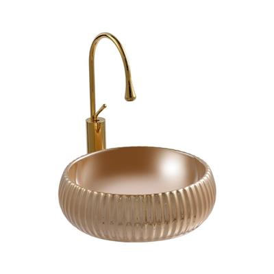 Lena E-4161A Tezgah Üstü Porselen Lavabo Altın