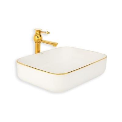 Lena E-4619A Tezgah Üstü Porselen Lavabo Altın