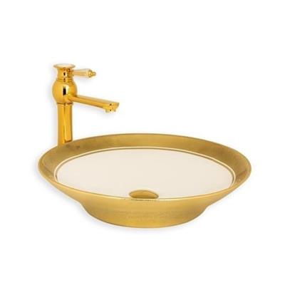 Lena E-8134 Tezgah Üstü Porselen Lavabo Altın