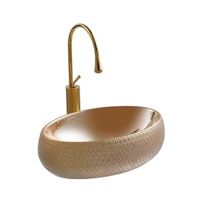 Lena E-8140 Tezgah Üstü Porselen Lavabo Altın