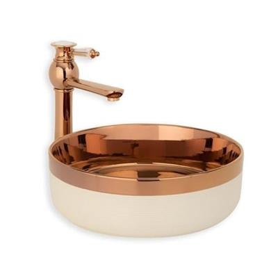 Lena E-4000R Tezgah Üstü Porselen Lavabo Rose