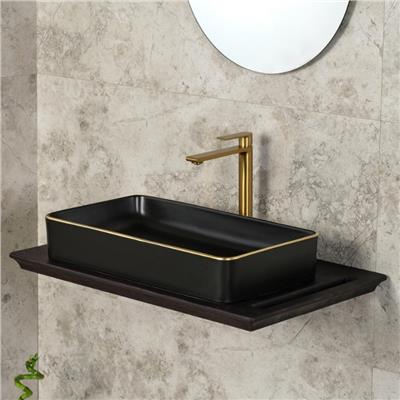 Lena E-4071S Tezgah Üstü Porselen Lavabo Siyah