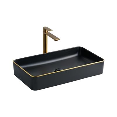 Lena E-4071S Tezgah Üstü Porselen Lavabo Siyah