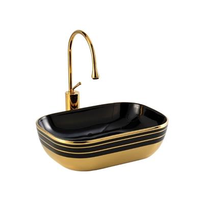 Lena EX-4700AS Tezgah Üstü Lavabo Siyah & Altın