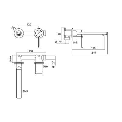 Newarc Bold Ankastre Lavabo Bataryası Siyah-Mat Altın