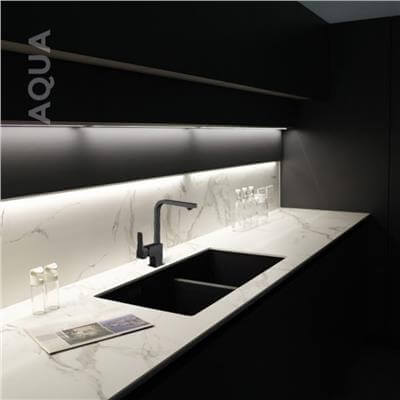 Newarc Aqua Köşe Borulu Evye Bataryası Siyah