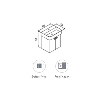 Orka Orbit 55 Banyo Dolabı Alt Modül