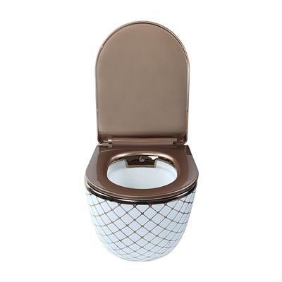 Pure Concept Geometrik Bronz Beyaz Kanalsız Asma Klozet Kapak Dahil