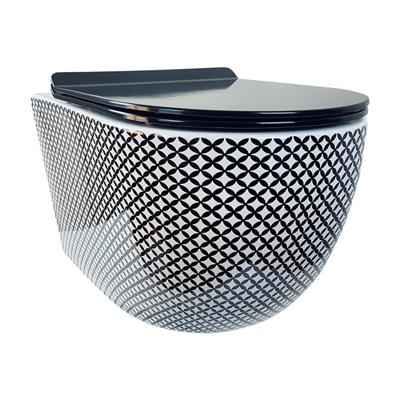 Pure Concept Geometrik Siyah Beyaz Asma Klozet Kapak Dahil