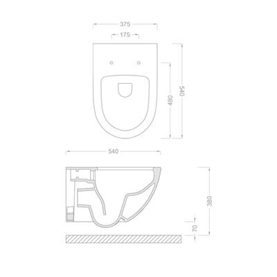 Pure Concept Biga Gri Kanalsız Asma Klozet Kapak Dahil