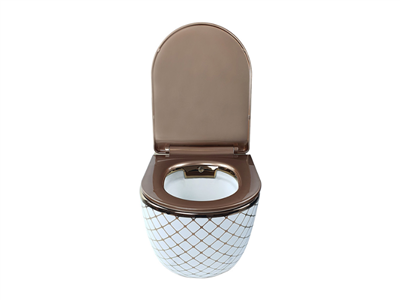 Pure Concept Geometrik Bronz Beyaz Kanalsız Asma Klozet Kapak Dahil
