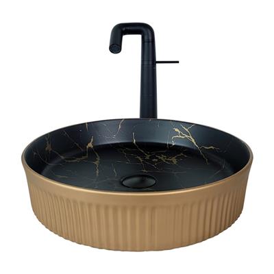 Pure Concept Marmo 42 cm Mat Altın Siyah Tezgah Üstü Çanak Lavabo