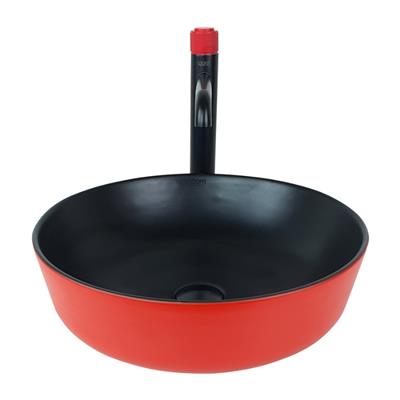 Pure Concept Mat Kırmızı Siyah Oval Tezgah Üstü Çanak Lavabo