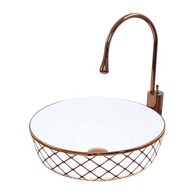 Pure Concept Geometrik Beyaz Bronz Çanak Lavabo