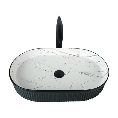 Pure Concept Marmo 58 cm Mat Siyah Calacatta Tezgah Üstü Çanak Lavabo