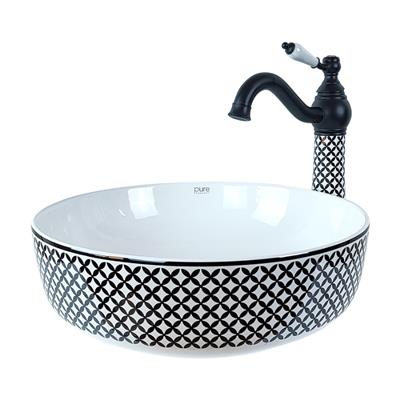 Pure Concept Geometrik Siyah Beyaz Tezgah Üstü Çanak Lavabo