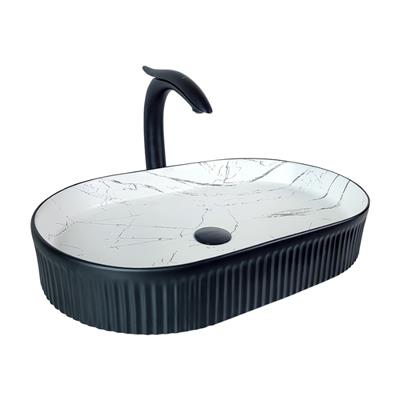 Pure Concept Marmo 58 cm Mat Siyah Calacatta Tezgah Üstü Çanak Lavabo