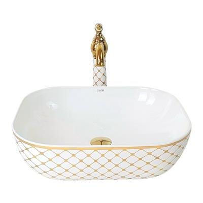 Pure Concept Geometrik Beyaz Altın Çanak Lavabo
