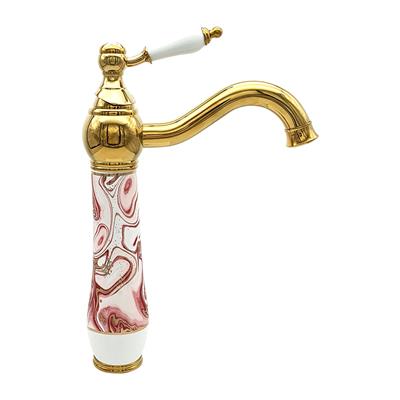 Pure Concept Ebru Pembe Altın Çanak Lavabo Bataryası