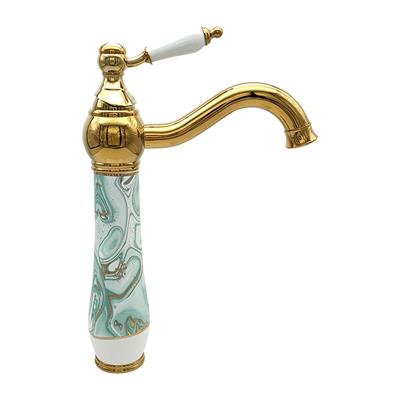 Pure Concept Ebru Yeşil Altın Çanak Lavabo Bataryası