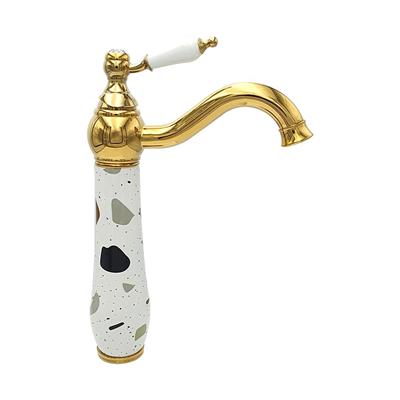 Pure Concept Terrazzo Altın Çanak Lavabo Bataryası