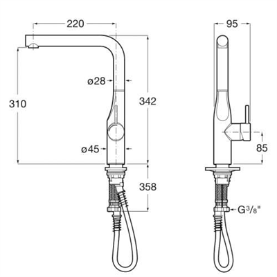 Roca Glera L Borulu Eviye Bataryası Krom