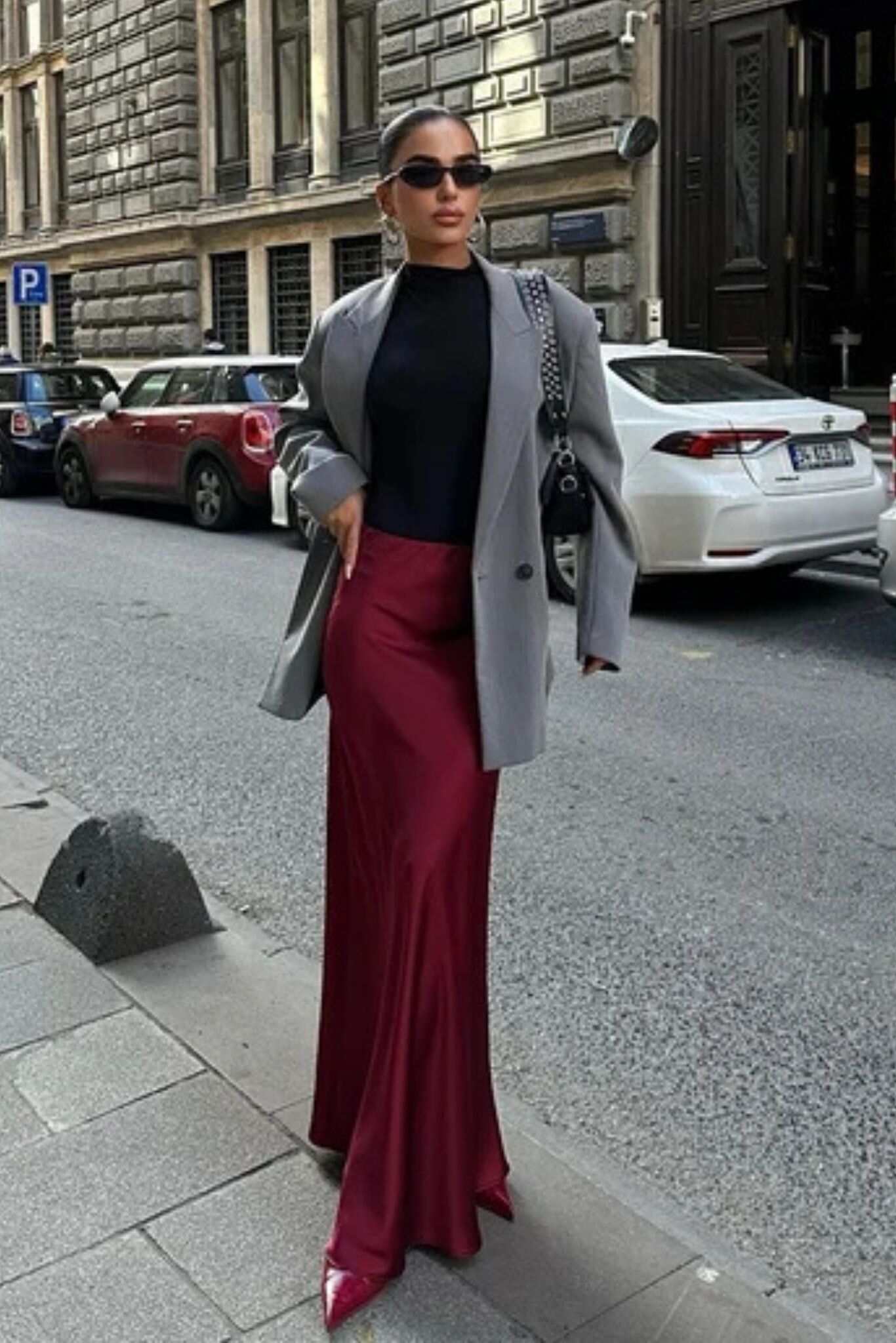 long satin skirt