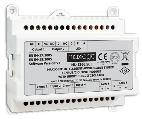 Maxlogic Akıllı Adresli Siren Kontrol Modülü, 1 Çıkışlı, Kısa Devre İzolatörlü