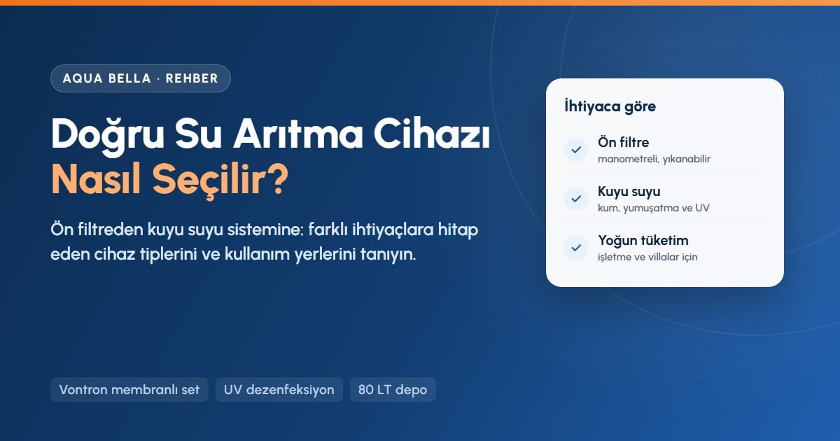 Su arıtma cihazı nasıl seçilir: ön filtre, kuyu suyu sistemi ve yoğun tüketime uygun cihaz tipleri