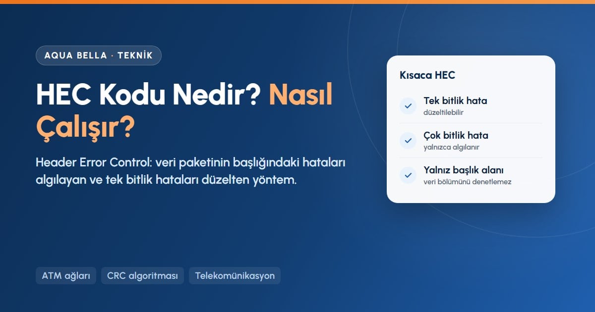 HEC kodu nedir: ATM ağlarında başlık hatalarını CRC ile algılayan ve tek bitlik hatayı düzelten yöntem