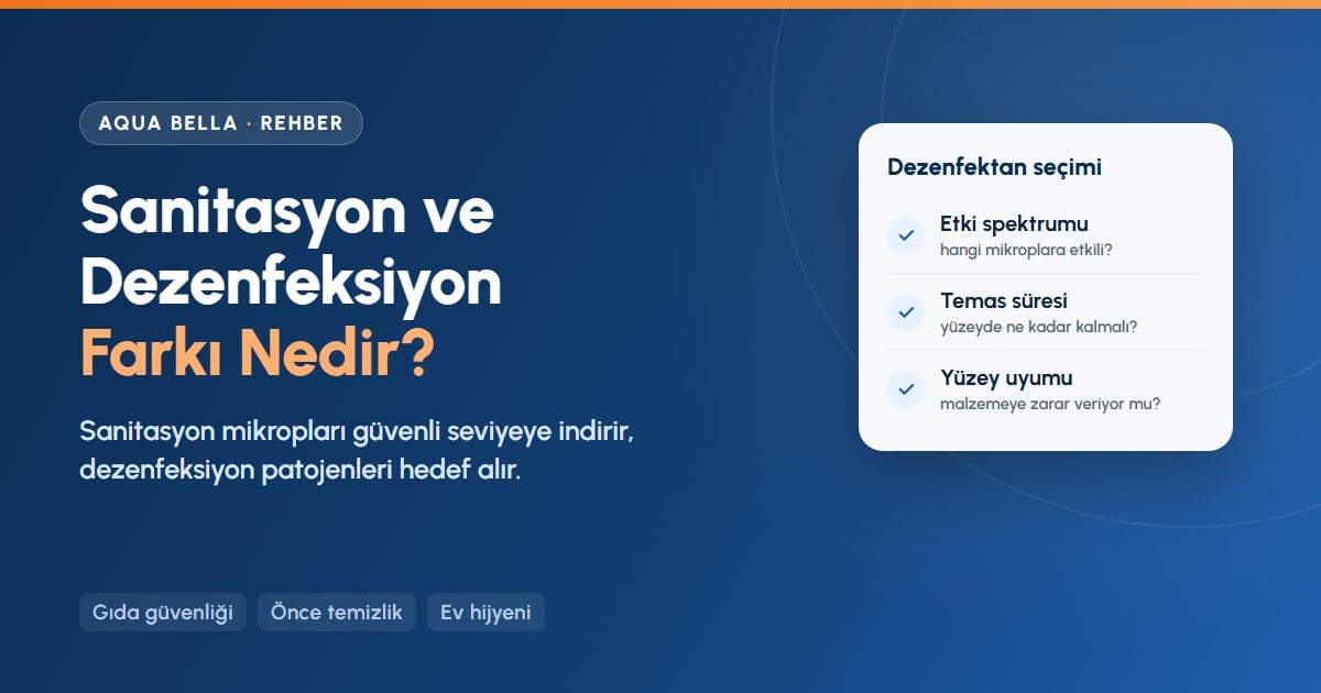 Sanitasyon ve dezenfeksiyon farkı: etki derecesi, kullanım alanları ve doğru dezenfektan seçimi