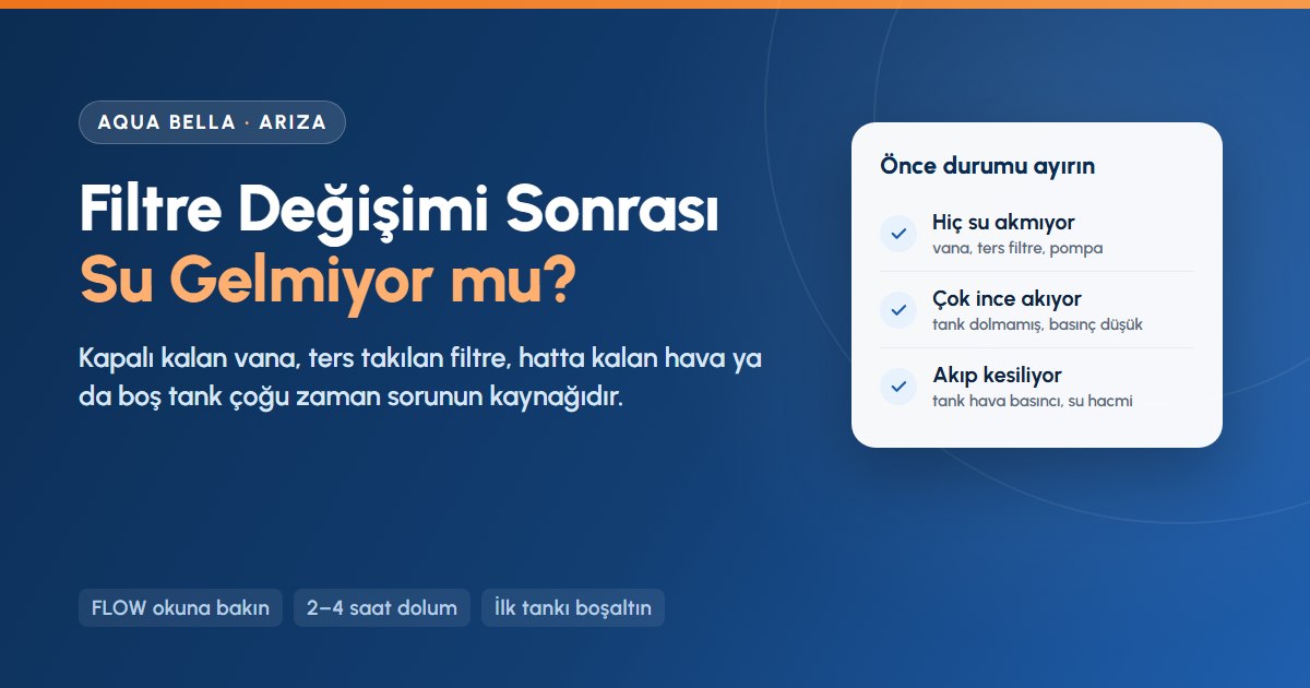 Su arıtma filtre değişimi sonrası su gelmiyorsa hiç akmama, ince akış ve kesilme durumlarının ayrımı