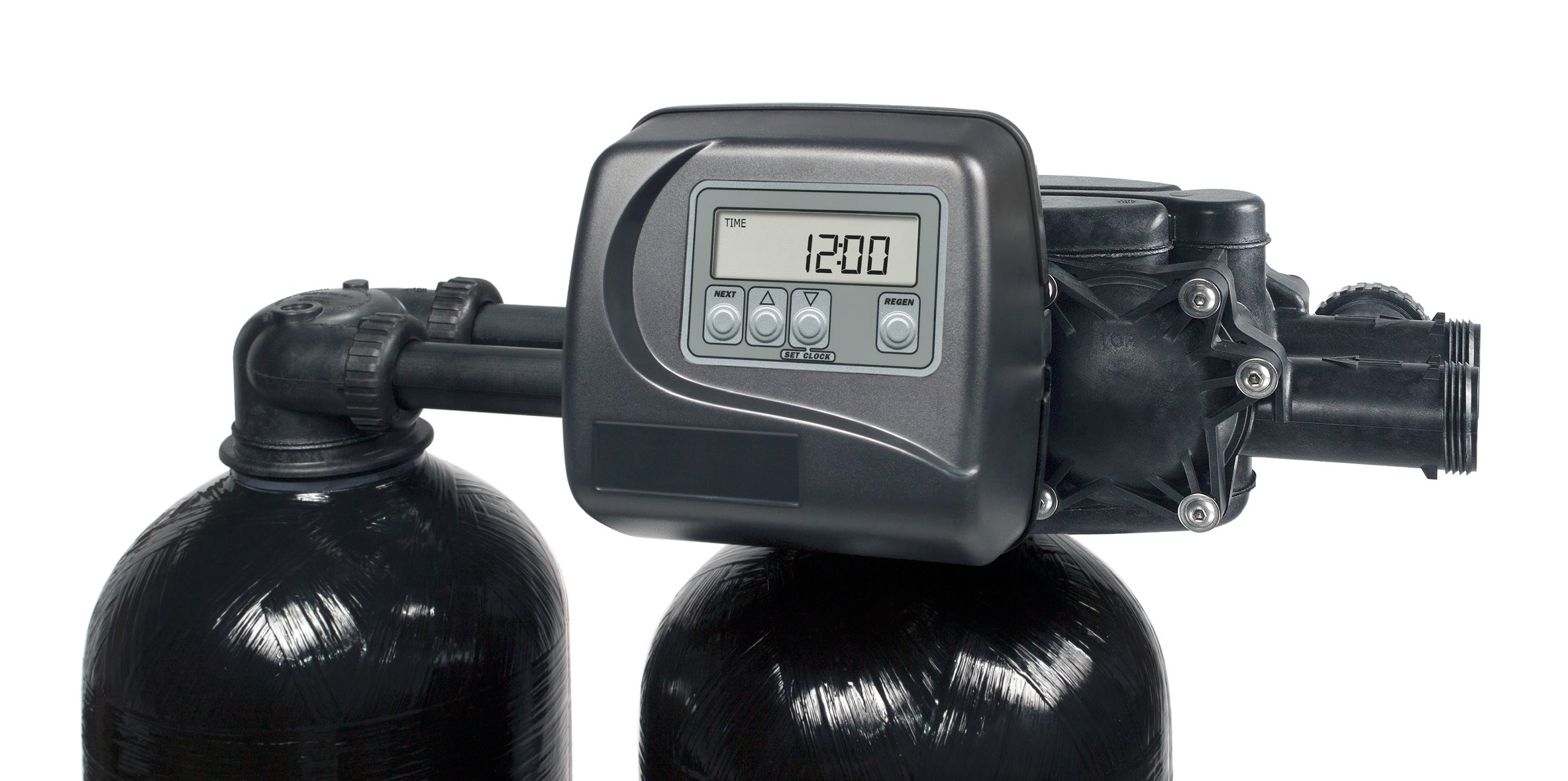 Clack WS1 EI twin kontrol valfi iki yumuşatma tankına bağlı hâlde