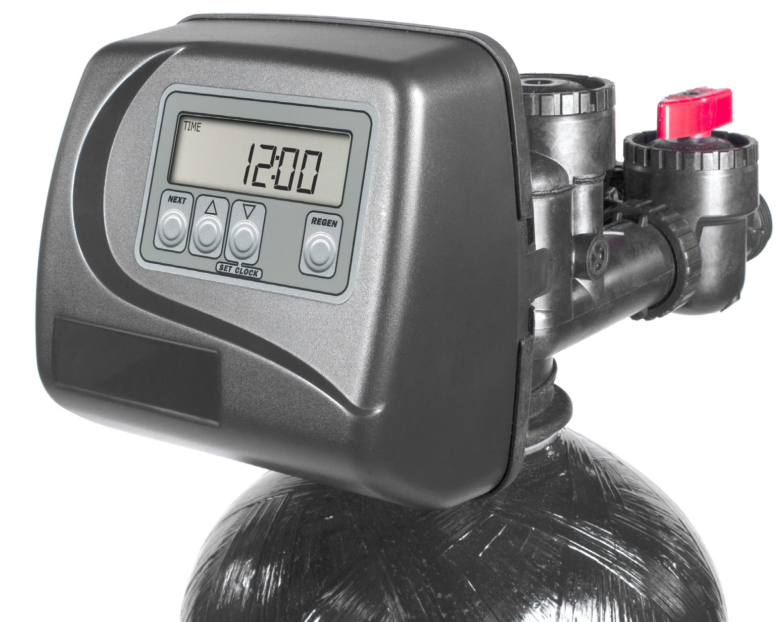 Clack WS1 EI tekli kontrol valfi tank üzerinde, LCD ekran ve baypas valfi