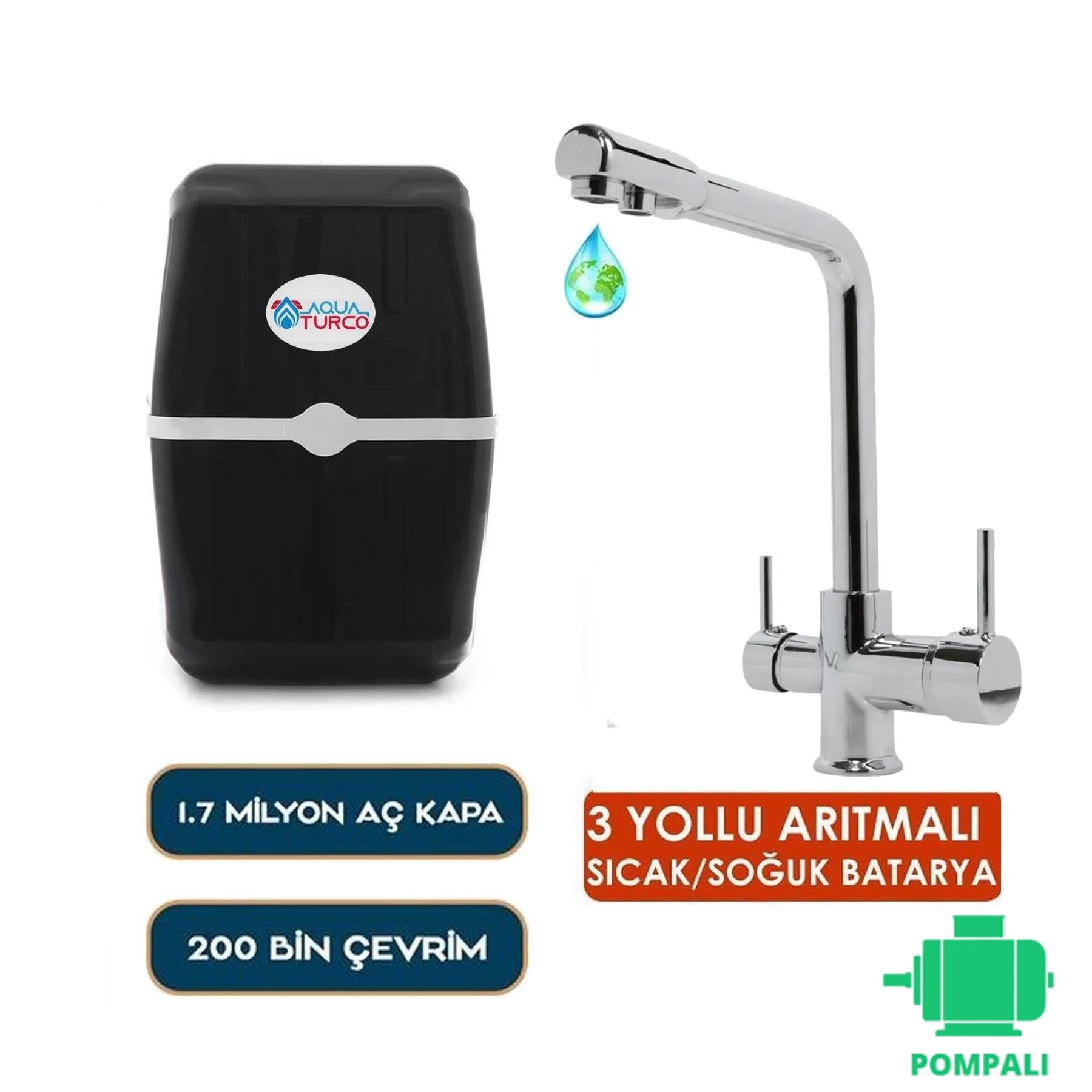 Giza Plus Pompalı Çelik Tanklı Arıtma Çıkışlı Batarya HEDİYELİ Su Arıtma Cihazı