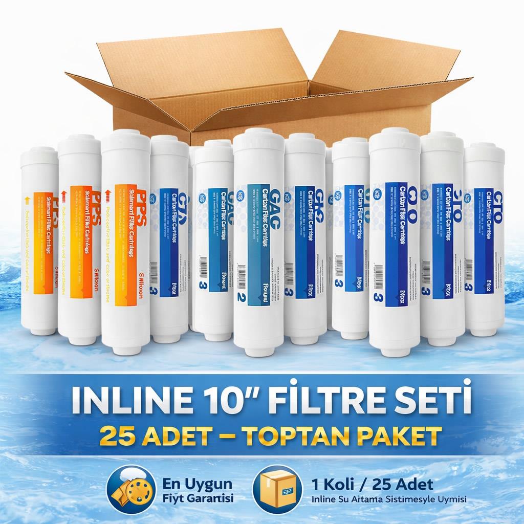 Toptan Su Arıtma Filtresi 25 Takım İnline 3'lü Filtre Seti