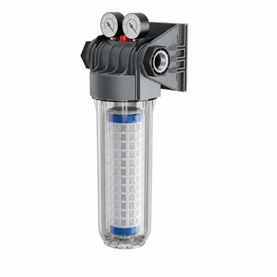 EUROFIL Manometreli 10'' Tekli 50 Micron Yıkanabilir Filtreli