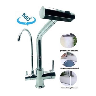 Optimum Krom Foksiyonlu Başlik Spiralli Arıtma Mutfak Evye Bataryası