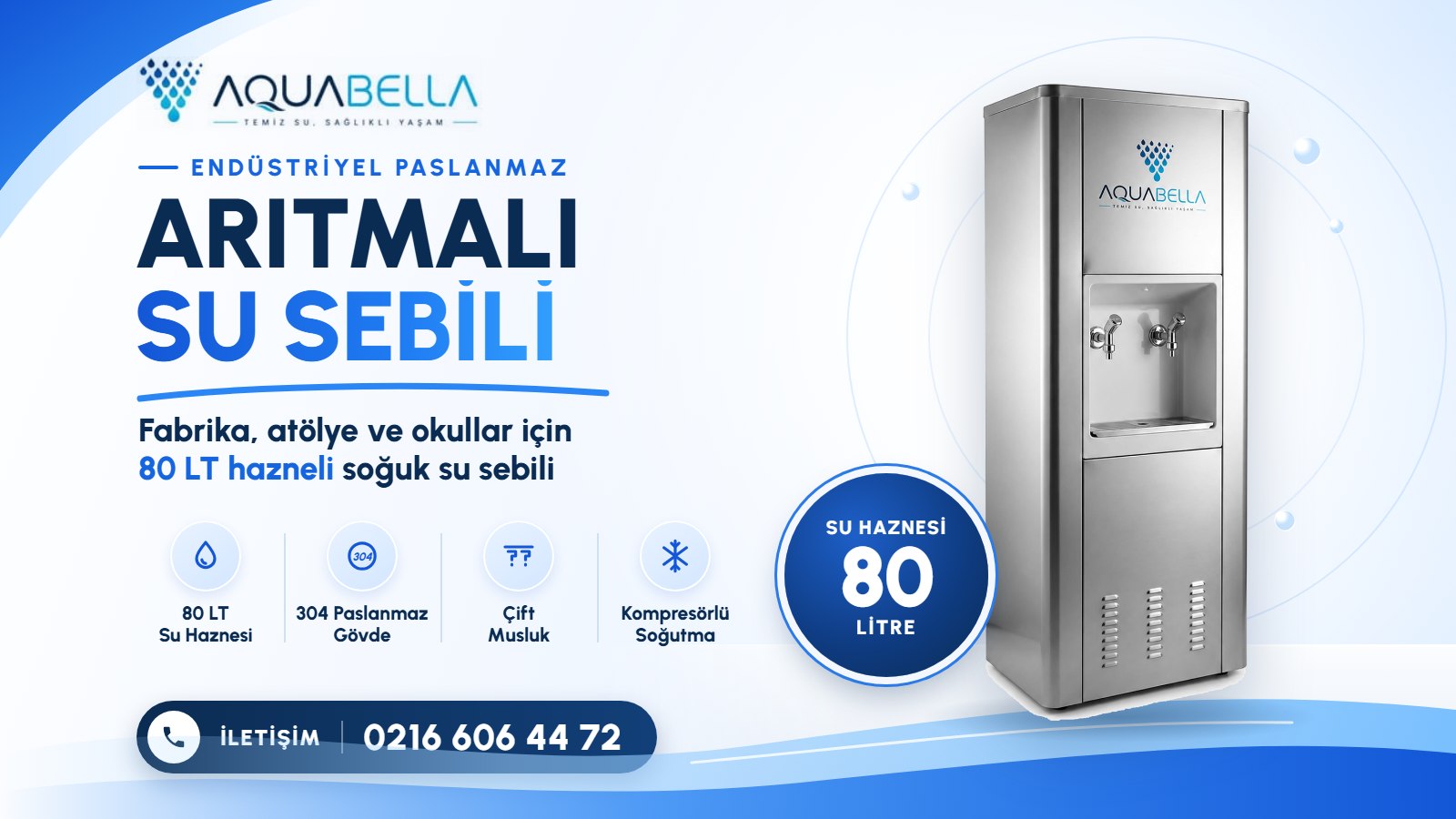 Arıtmalı endüstriyel su sebili 80 LT