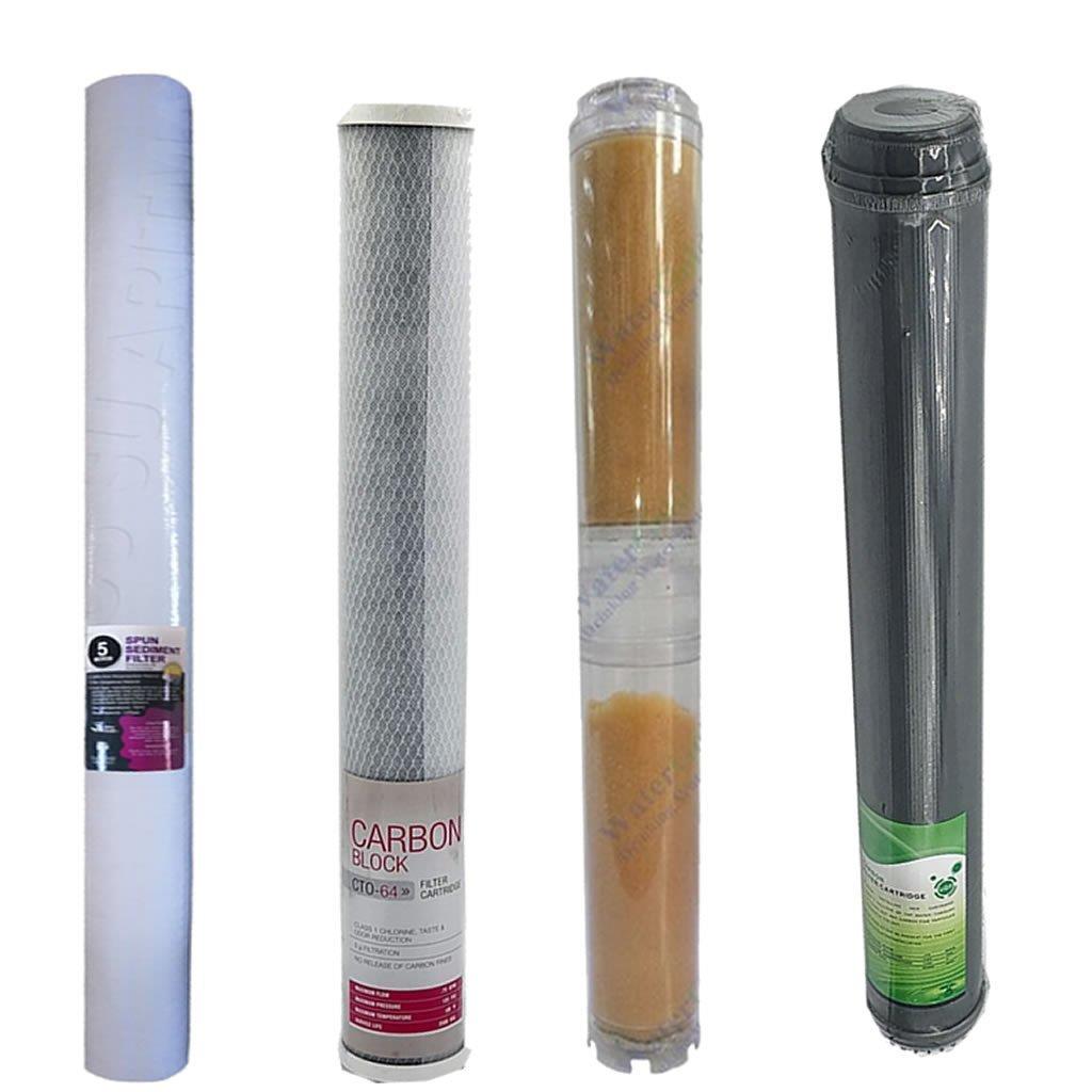 20 İnç 3 Aşama Daire Bina Girişi Su Arıtma Ve Yumuşatma Sistemi Yedek Filtre Seti (BDR-Lux-4Lu-Set)