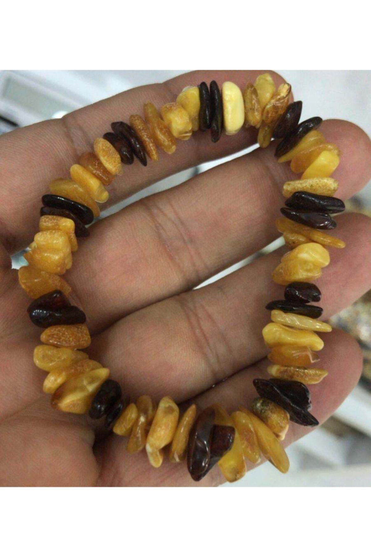 Unisex Sarı Hakiki Damla Kehribar Bileklik