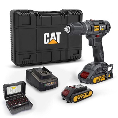 CATCAT DX155.1SET 18Volt/2.0Ah Li-ion Çift Akülü Profesyonel Şarjlı Darbeli Matkap + DA01901 32 Parça Vidalama Uç SetiDX155.1SET