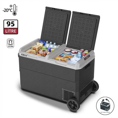 ICECOICECO MCD95D 12/24V 95 Litre Kompresörlü Çift Bölmeli Tekerlekli Outdoor Oto Buzdolabı/DondurucuMCD95D