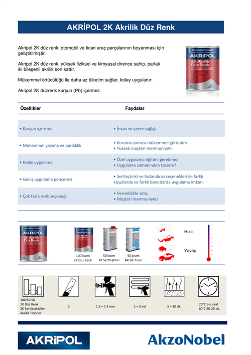 AkzoNobel AkzoNobel Akripol 2k HYUNDAİ XM POPPY RED Akrilik Sonkat Oto Boyası 1 LitreHYUNDAİ XM POPPY RED