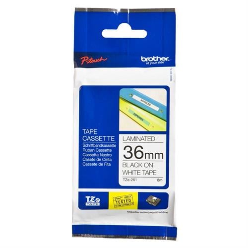 BROTHERBrother TZE-261 36 mm Beyaz Üzerine Siyah Lamina  8 Metre4977766681490