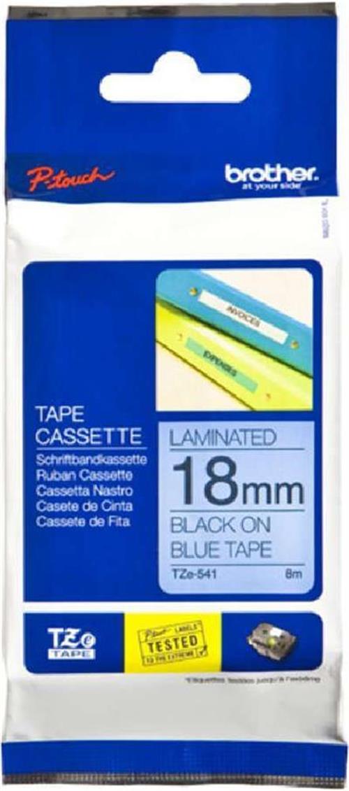 BROTHERBrother TZE-541 18 mm Mavi Üzeri Siyah Laminasyonlu Etiket4977766682091