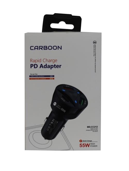 CARBOONCarboon Ms-CC12 55W Pd 20w Type-c Grişi 2 Usb Araç Çakmaklık Girişli6970192216586