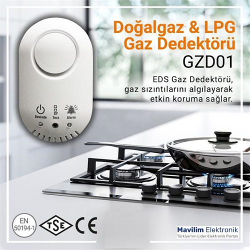 EDSEDS GZD01 Dogalgaz ve LPG Gaz Dedektörü (12V) İgdaş ve Gazmer OnaylıGZD01