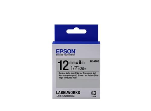 EpsonEpson LK-4SBE Gümüş Üzeri Siyah 12mm 9Metre Etiket8715946611327