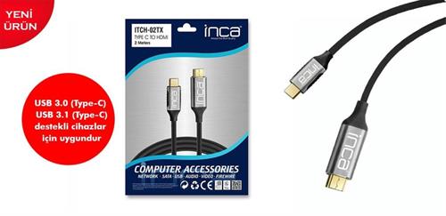 INCAItch-02tx Type C To Hdmı 4k Altın Uçlu Kablo 2 metre8681949010361